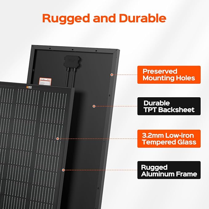 RICH SOLAR Premium 2 Pack of 100 Watt 12 Volt Monocrystalline Solar Panel All Black