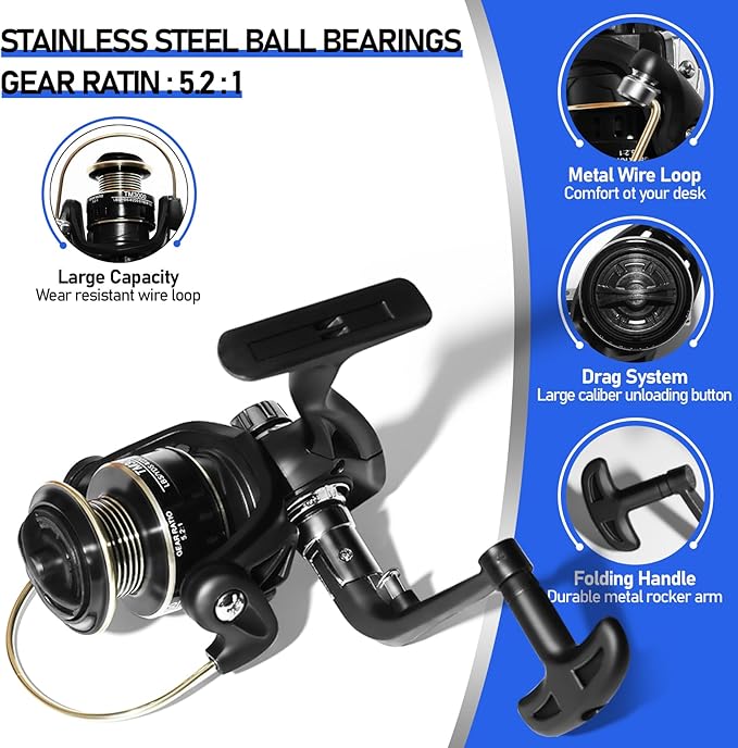 Telescopic Fishing Rod and Reel Combo Kit, 2PACK 6.9FT Carbon Fiber Collapsible Rods, Spinning Reels, Lures and Carrier Bag, Saltwater & Freshwater Travel Fishing Gear for Adults