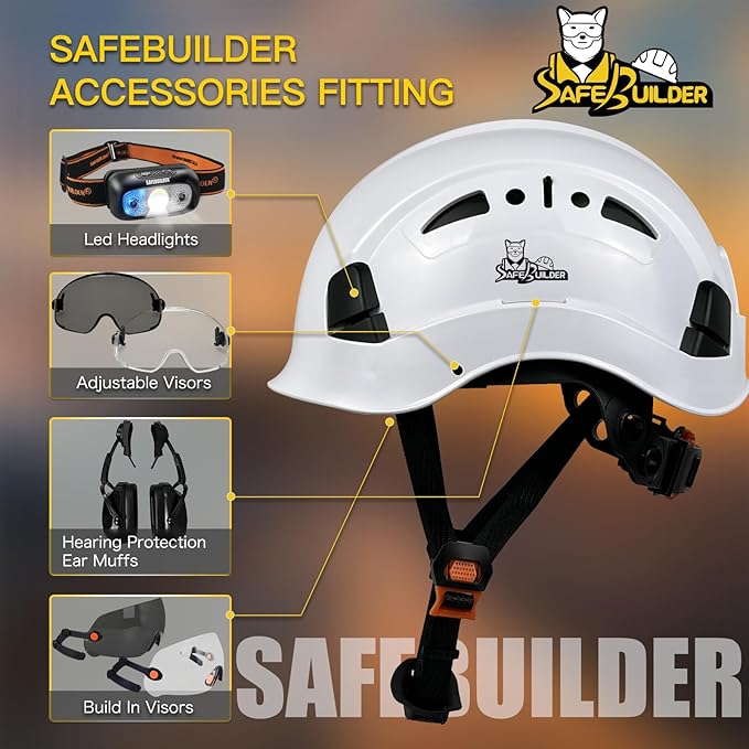 Construction Hard Hats Safety Helmet Reflective ABS Adjustable Ventilation Hardhats Industrial Head Protection ANSI Z89.1