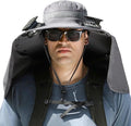 Wide Brim Solar Fan Hat with Neck Flap for Men and Women, USB Charging, Adjustable One Size Fits All
