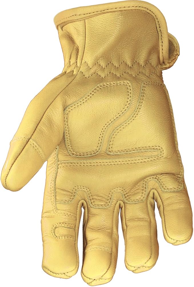 Youngstown Glove Ground Double Layered Leather Work Gloves For Men - Arc Rated, Puncture Resistant - Tan, Large