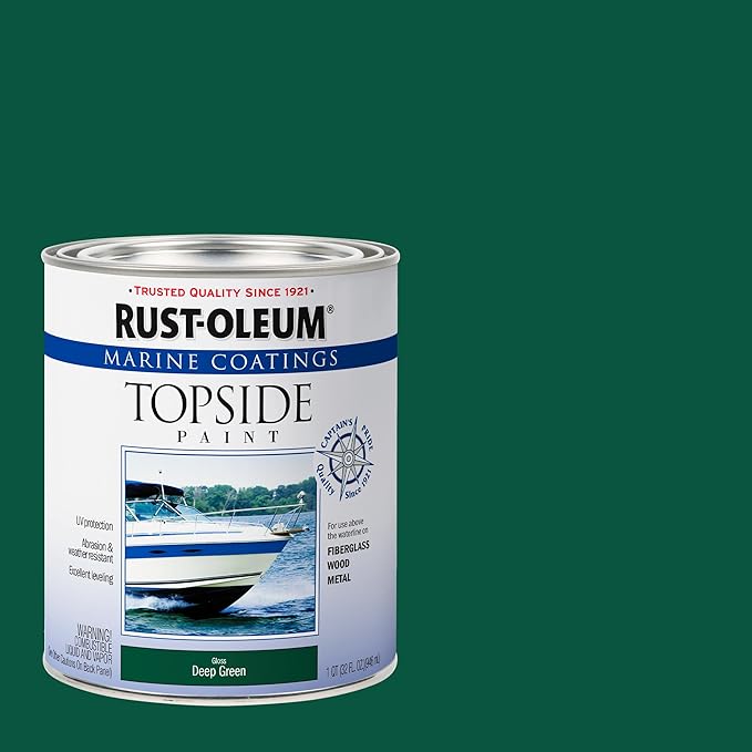 Rust-Oleum 207007-4PK Marine Coatings Topside Paint, Quart, Deep Green, 4 Pack