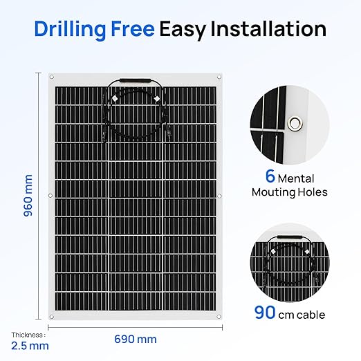 ECO-WORTHY 2pcs 130 Watt (260W) 12BB Flexible Solar Panels,23.5% High-Efficiency Waterproof Monocrystalline Lightweight Solar Panel for RV,Boats,Curved Surfaces,Roofs,Cabin