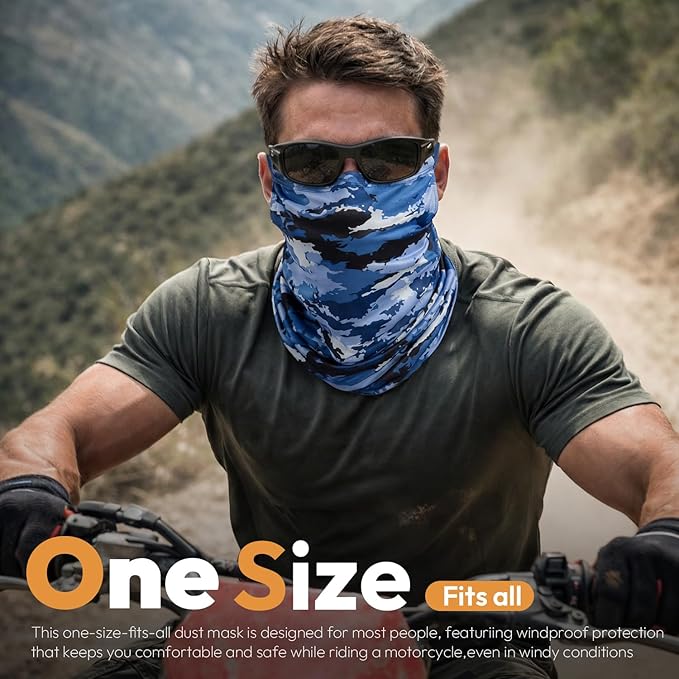 HONGTEYA 6 Pack Summer Neck Gaiter, UV Protection Cooling Face Mask, Breathable Bandana Head Scarf for Men Women