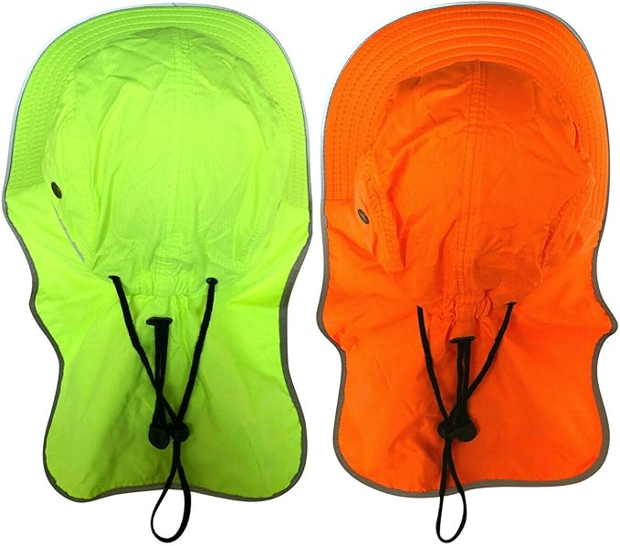 Men High Visibility Sun Hat with Neck Flap Wide Brim Boonie Hat Bucket Cap Packable Adjustable
