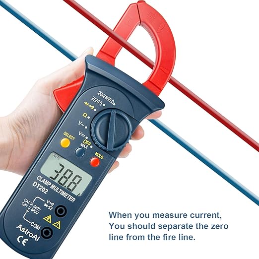 AstroAI Digital Clamp Meter 2000 Counts, Multimeter Amp Meter with Auto Ranging; Measures Voltage Tester, AC Current, Resistance, Continuity; Tests Diodes