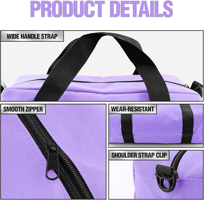 Small Tool Bag, Canvas Tool Storage Bag, Large Capacity Multipurpose Zipper Soft Tote Organizer Pouch for Electrician, Plumbing, Gardening,Tools Bags for Men (Purple, 18 Inch)