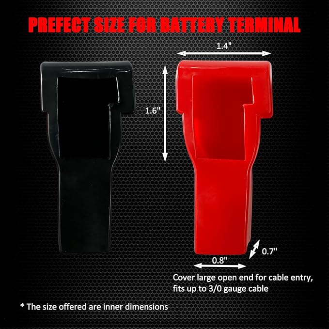 Ampper Top Post Flexible Battery Terminal Cover, Battery Terminal Clamp Insulator Protector W/Washers for Car, Vehicle, RV and Boat (Specific, 2 Sets)