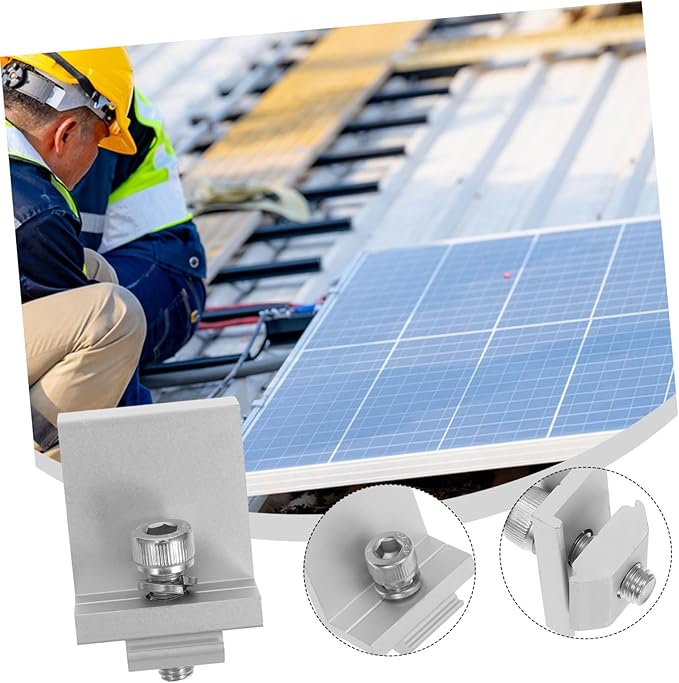 12pcs Solar Panel Rack Clips Metal Bracket Clips for Solar Panel Installation Easy to Install Suitable for Outdoor Use Earth Clamp
