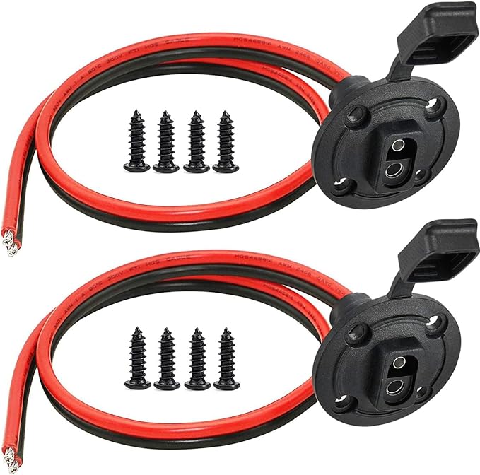 Solar Power Connector,14AWG Weatherproof Power Socket Sidewall Port,Quick Disconnect Wire Automotive Panel Extension Cable for Solar Generator Battery Charger.(30CM 2Pack)