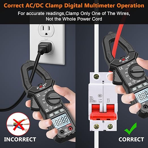 FKM AC/DC 600 Amp Clamp Meter Multimeter Tester TRMS 6000 Counts Auto-ranging Smart Digital Voltage Tester,for AC/DC Current/Voltage,NCV Detection,Capacitance,Resistance,Ohm,Continuity,Diode,Hz,Temp