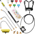 24 FT Telescoping Pressure Washer Wand Extension, Power Washer Extension Wand with Brush Head, 7 Nozzle Tips, 3 Adapters & Support Harness, Gutter Cleaning Tools for 2 Story House