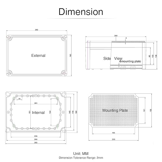 QILIPSU Outdoor Junction Box IP67 Waterproof Project Box ABS Plastic Weatherproof Electrical Enclosure Gray Cover (11"x7.5"x5.1")