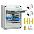 32 Amp Dual Power Manual Transfer Switch, with IP65 Protection Box, 2Pcs 2-Pole Circuit Breakers with Single-Side Slide Lock, DIN Rail and Waterproof Joints Included, Ideal for Industrial and Home Use