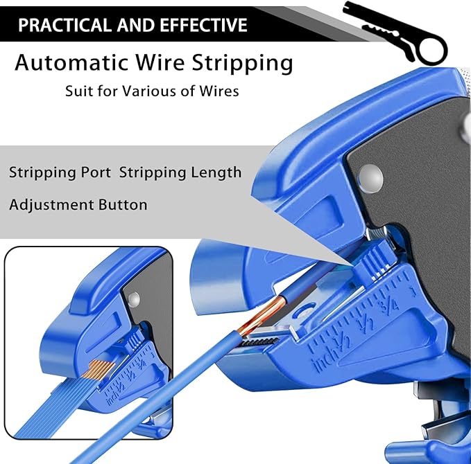 Vista Quick Stripper - 2 in 1 Automatic Wire Stripper and Cutter for Electronic and Automotive Repair, Eagle Nose Pliers (Blue 1PCS)