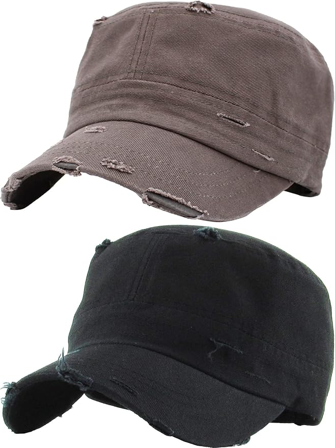 Funky Junque Distressed Military Hat – Newsboy Hats for Women, Short Brim Army Baseball Cap, Womens Cadet Hat Trendy Style