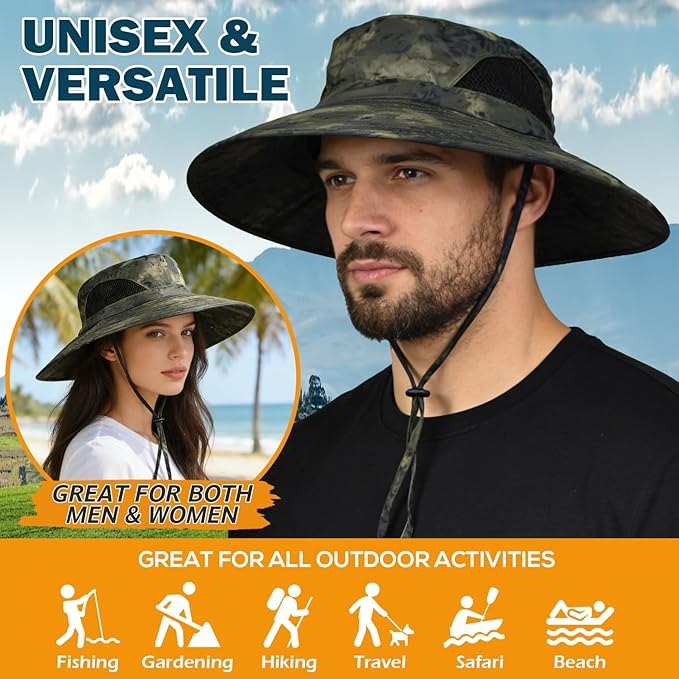 EINSKEY Wide Brim Sun Hat, UPF 50+ UV Protection Waterproof Packable Bucket Hat for Men & Women, Fishing Hiking Beach Garden