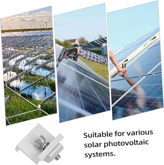 BESPORTBLE 12pcs Outdoor Solar Panel Fixed Buckle Metal Rack Clips Versatile Mid-end Clamps for Easy Installation of Solar Photovoltaic Systems