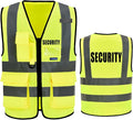 Reflective Security Safety Vests Heavy Duty with 7 Pockets and Front Zipper