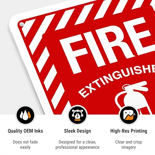 Fire Extinguisher Inside Sign, Fire Safety Sign, 10x7 Inches, 55 mil Thick HDPS, Made in USA