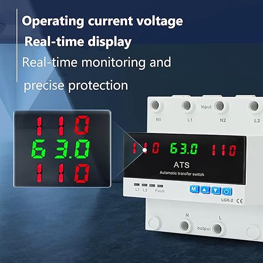 Automatic Generator Transfer Switch 63A 110V Dual Power Supply with LED Display L1 Preferred 50/60Hz CE Certified ATS Automatic Transfer Switch ensures Stable Transmission and is Easy to use