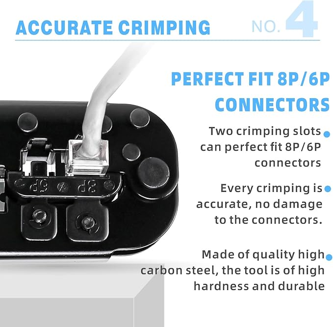 Network Crimper,Cable Stripper Cutter - RJ11 RJ12 RJ45 6P6C/4C,8P8C Connector Crimper Pliers, for Network and Telephone Cables,Ethernet Crimping Hand Tools