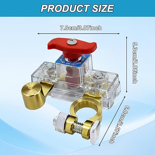 Car Battery Power Cut-Off Switch Breaker, Pure Copper Stable Transmission High Conductivity Disconnect Switch Smart Car Battery Disconnect Switch Clear PC Shell for Car Truck Boat Rv Supplies