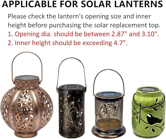 Solar-Lantern Waterproof Lights Replacement Top - Garden Decor Outdoor Lighting Decorative Patio Lighting Solar Replacement Top… (3.15 inch Dancing_2pack)