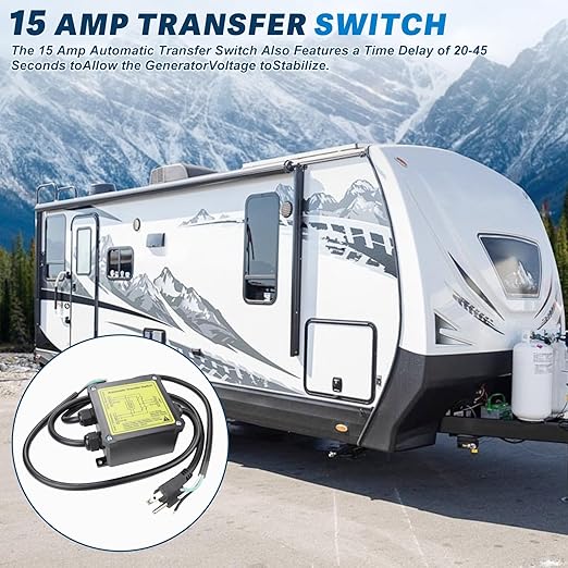 AC120V 15Amp Automatic Transfer Switch Generator Transfer Switch, Between Inverter AC from Shore Power and 120v AC from a Sine Wave Inverter