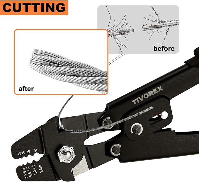 Wire Rope Crimping Tool, Swager Tool for Aluminum Crimping Loop Sleeves up to 2.0mm, 1/64in to 5/64in Stainless Steel Cable Crimper for Cable Crimping and Swaging Projects