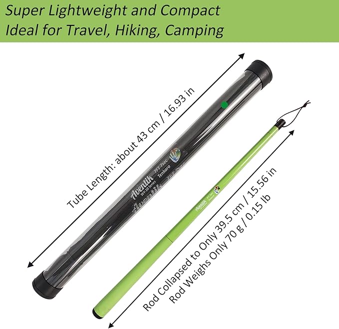 Aventik FreshStart Tenkara Rod in 7ft/8ft, Complete Beginner Tenkara Rod Kit, 24T Carbon Fiber, Easy to Cast Flexible Durable Lightweight and Compact