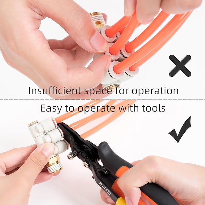Push to Connect Fittings Air Line Disconnect Tool Kit Push Fitting Removal Tool for 1/4”, 5/16”, 3/8”, 1/2” (6mm, 8mm,10mm,12mm) Quick Connect Release Pliers with 15 Pcs Pneumatic Fittings