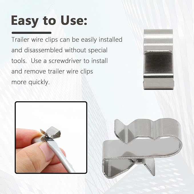 100Pcs Trailer Frame Wire Clips, 23mm Length Solar Panel Wire Clips, 304 Stainless Steel Cable Clamps Double-Wire Clips for PV Wiring Boat Cable