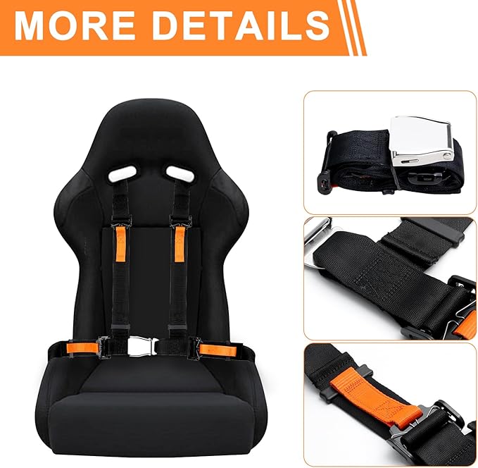 Yakitoko Universal 4 point Safety Harness Set 2inch Fits Go Kart,UTV,ATV,Racing Black