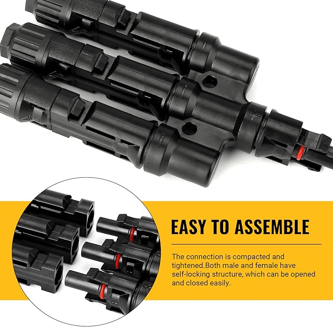 BougeRV Solar Branch Connectors 3 to 1 Y Connector for Parallel Connection Between Solar Panels (1 Pair)
