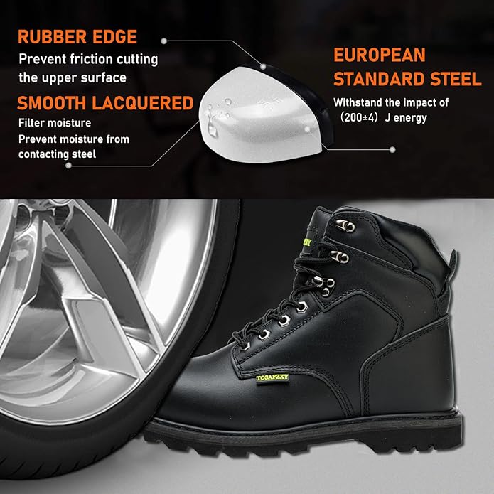 Work Safety Boots for Men Durable Crazy-Horse Leather Indestructible Steel Toe Waterproof and Non-Slip Better Warmth Men Work Shoes