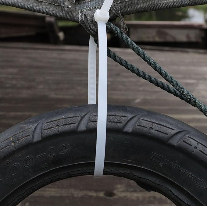 large zip ties 48 inch white cable ties heavy duty outdoor use 12 pieces long plastic tie wraps uv resistant 200 lbs Tensile Strength