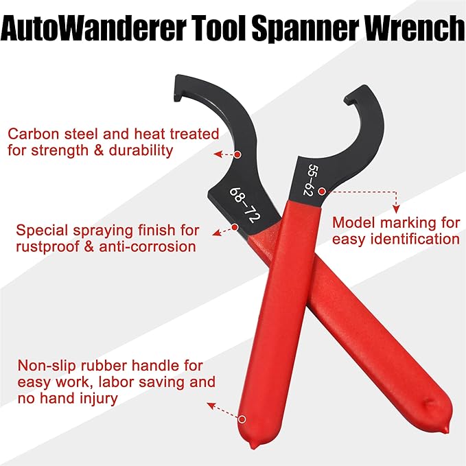 9Pcs Coilover Spanner Wrench Set, Adjustable Shock Wrench Universal Carbon Steel Spanners for Most Coil Over Shock Adjustments