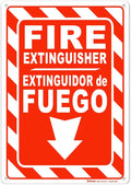 Brimar - 7 x 10" - Bilingual Fire Extinguisher Sign - Polyethylene Plastic - Bold Text And Symbol - Easy Installation