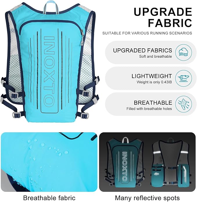 INOXTO Running Hydration Vest Backpack,Lightweight Insulated Pack with 1.5L Water Bladder Bag Daypack for Hiking Trail Running Cycling Race Marathon for Women Men