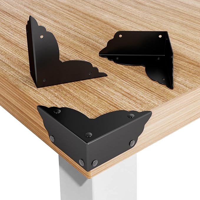 8 Pieces 70x70x26mm/2.76"*2.76"*1.02" Antique Bronze Decorative Box Corner Covers Guards Desk Edge Protectors (Black)