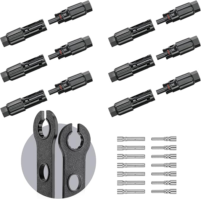 BougeRV 12 PCS Solar Connector Solar Panel Cable Connectors Solar Panel Connectors Kit Solar Connector with Spanners IP68 Waterproof 6 Pairs Male/Female (8AWG)