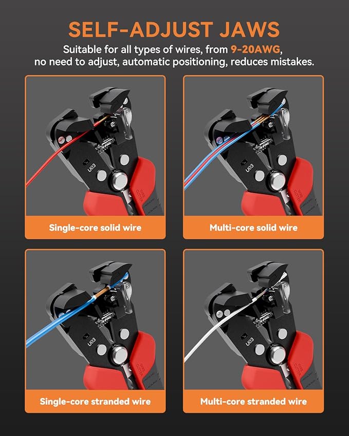 Self Adjusting Wire Stripper, ULEEY 3 in 1 Automatic Wire Stripper/Cutter/Crimping Tool for 9-20 AWG Cables