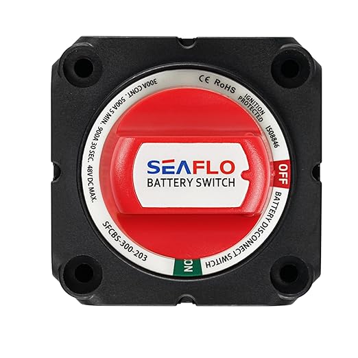 SEAFLO 12V/24V/48V Battery Disconnect Switch Isolator Switch for Marine, Boat, Car, RV, and ATV Vehicles (On/Off)