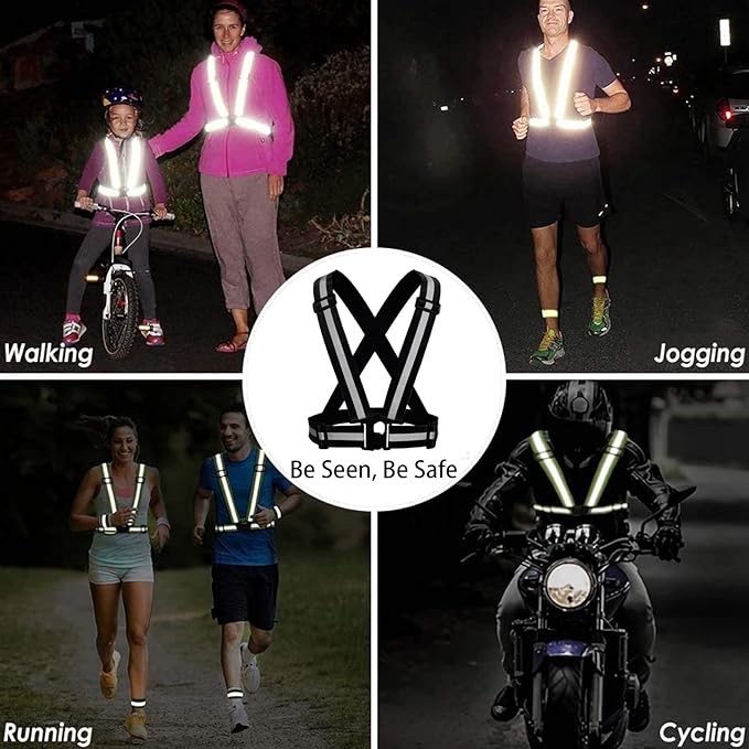 Reflective Safety Vest 2pcs - High Visibility Vest Adjustable Straps for Outdoor Jogging, Cycling, Walking and Riding