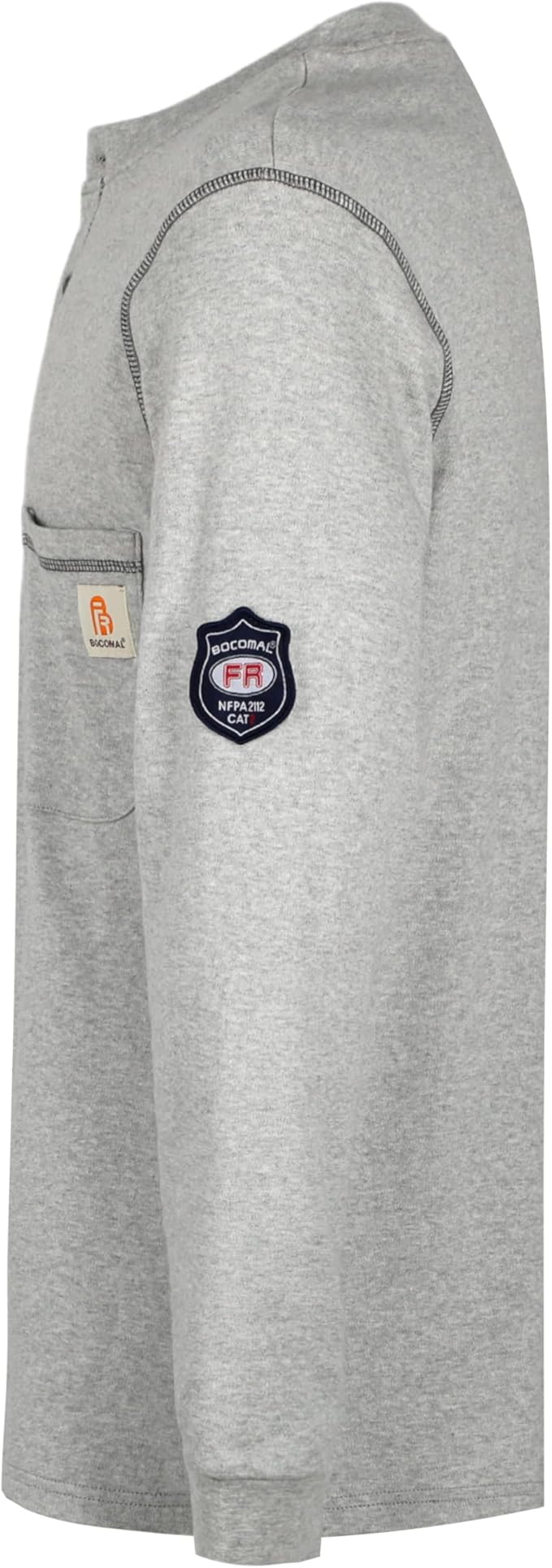 BOCOMAL FR Shirts Flame Resistant Henley Shirt NFPA2112/CAT2 7oz Men's Long Sleeve Fire Retardant Clothing