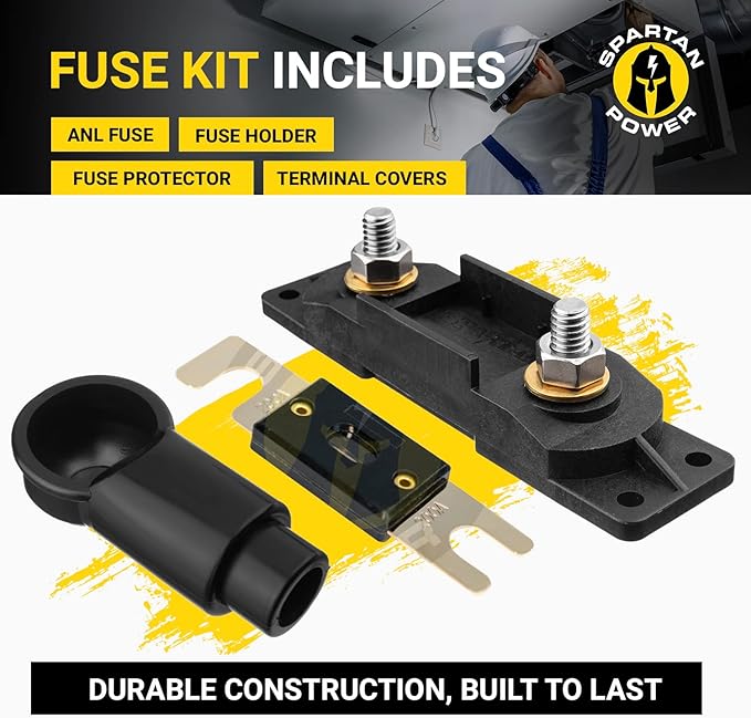 Spartan Power 150 Amp ANL Fuse & Holder Kit Black
