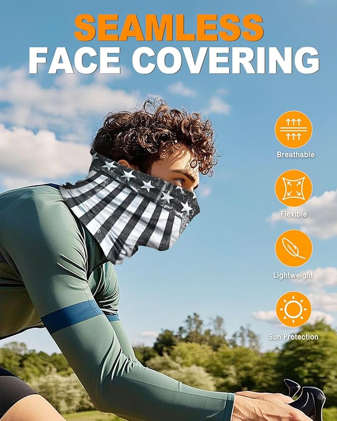 4Pack Neck Gaiter for Men Women Face Cover Mask Head Wrap Balaclava Headwear Bandana Headband Magic Scarf