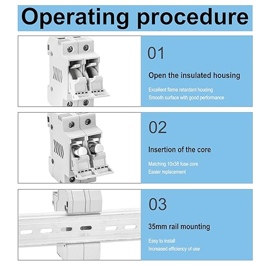 Heschen Solar/Photovoltaic Fuse Holder, PV Fuse Holder, HSPV-30D, DC1000V 32A, 2 Pole, 35mm DIN Rail Mounting, for HSPV-30 ST-10PV 10 * 38mm Fuse, CE Listed (5)