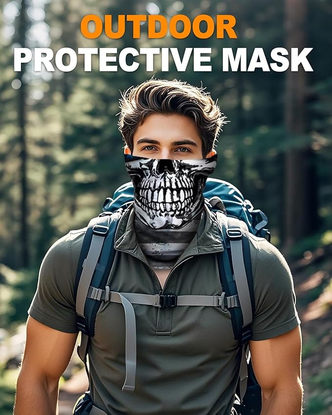 4Pack Neck Gaiter for Men Women Face Cover Mask Head Wrap Balaclava Headwear Bandana Headband Magic Scarf
